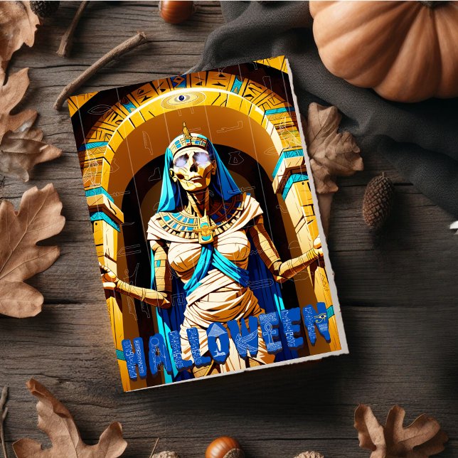 Tarjeta Festiva Momia Egipcia Espeluznante Halloween (Scary and Spooky Egyptian Mummy Halloween )