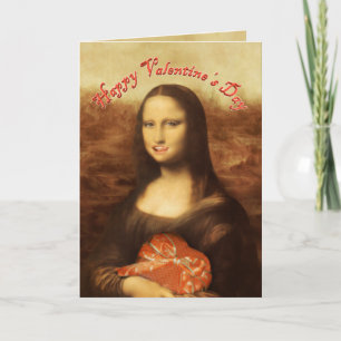 Tarjeta Festiva Mona Lisa Heart El día de San Valentín Kiss