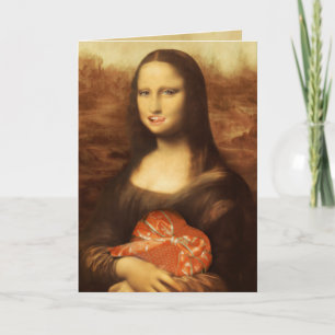 Tarjeta Festiva Mona Lisa Heart El día de San Valentín Kiss