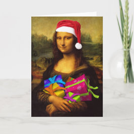 Tarjeta Festiva Mona Lisa Santa Claus