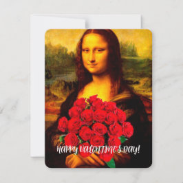 Tarjeta Festiva Mona Lisa sosteniendo a un El día de San Valentín