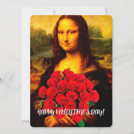 Tarjeta Festiva Mona Lisa sosteniendo a un El día de San Valentín