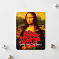 Mona Lisa sosteniendo a un El día de San Valentín 