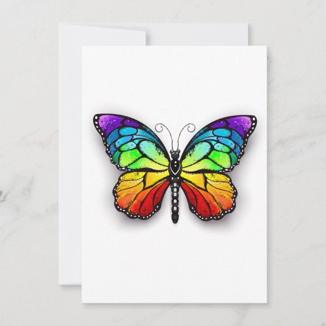Tarjeta Festiva Monarca de mariposa arcoiris (Anverso)