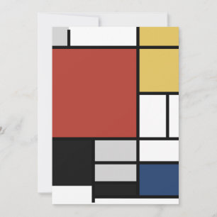 Tarjeta Festiva Mondrian Pintura de Plano Rojo Amarillo Azul Gris 