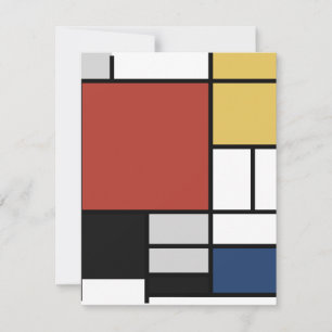 Tarjeta Festiva Mondrian Pintura de Plano Rojo Amarillo Azul Gris 