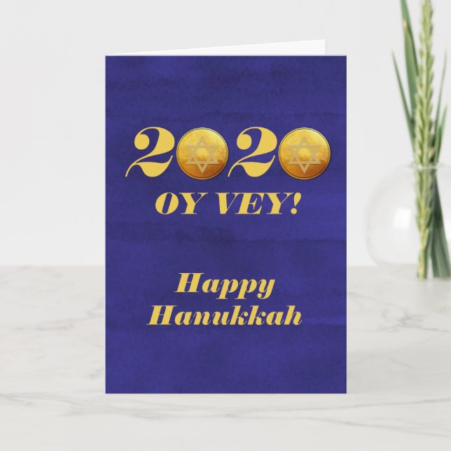 Tarjeta Festiva Moneda divertida de Hanukkah Oy Vey 2020 Gelt (Anverso)