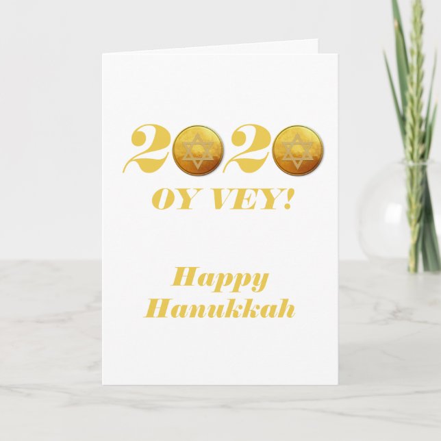 Tarjeta Festiva Moneda divertida de Hanukkah Oy Vey 2020 Gelt (Anverso)