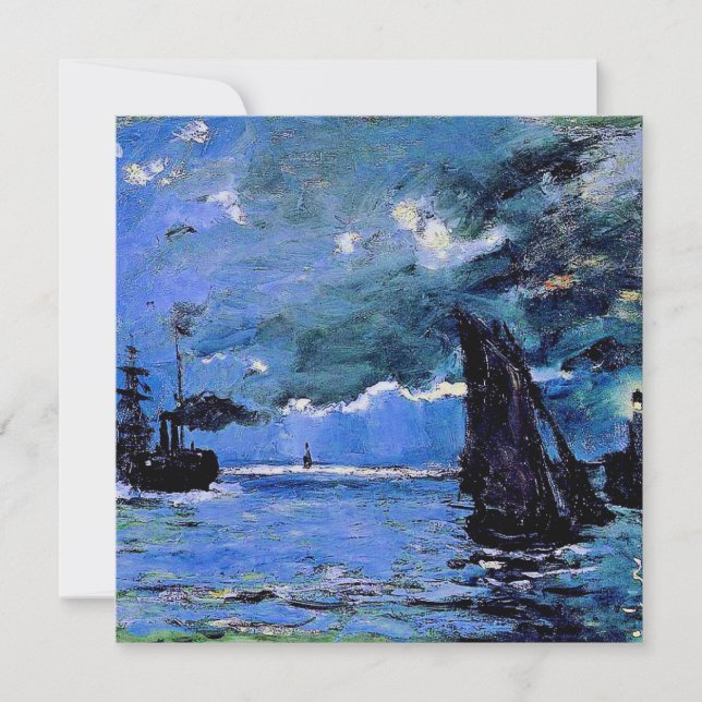 Tarjeta Festiva Monet - Captura de mar, efecto nocturno, obras de  (Anverso)