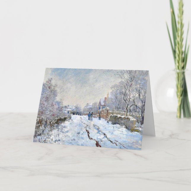 Tarjeta Festiva Monet - Escena de nieve en Argenteuil (Anverso)