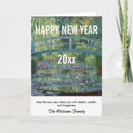 Tarjeta Festiva Monet - Feliz Año Nuevo y el estanque de Lily del