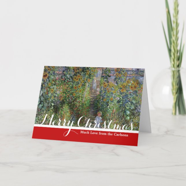 Tarjeta Festiva Monet Garden Vetheuil Impresionim Pintura (Anverso)
