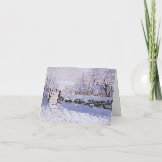 Tarjeta Festiva Monet Magpie Navidades Card Blank Notecard (Anverso)