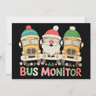 Tarjeta Festiva Monitor de Autobús Sombrero de Santa Nieve Luces d