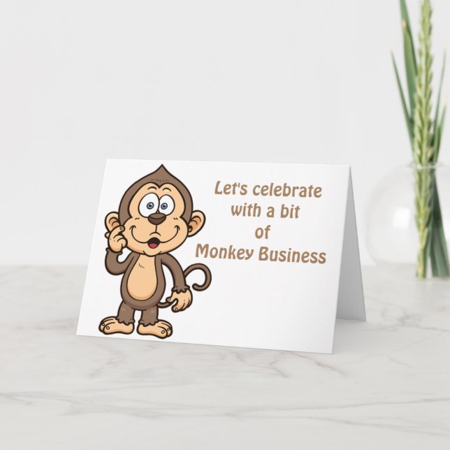 TARJETA FESTIVA MONKEY BUSINESS-ME/TI "NUESTRO ANIVERSARIO" (Anverso)