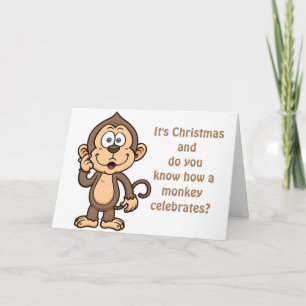 TARJETA FESTIVA MONKEY BUSINESS-ME/USTED Y NAVIDADES DE MISTLETORE