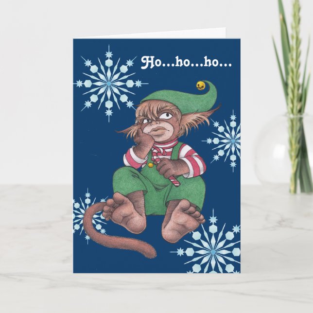 Tarjeta Festiva Monkey Gnome navidades (Anverso)