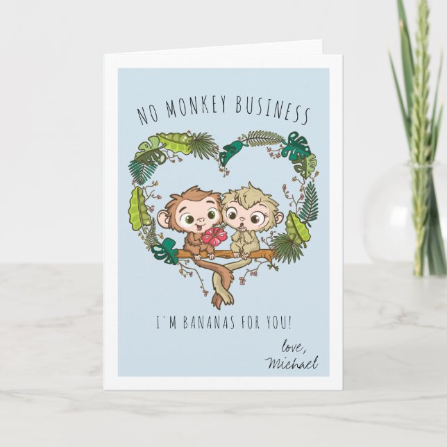 Tarjeta Festiva Monkey Love Romantic Valentcard (Anverso)