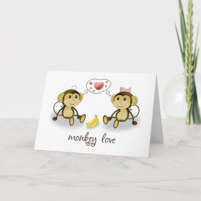 Tarjeta Festiva Monkey Love Valentine Greeting Card (Anverso)