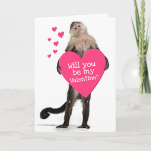 Tarjeta Festiva Mono Adorable Sosteniendo un Corazón Enorme - Día 