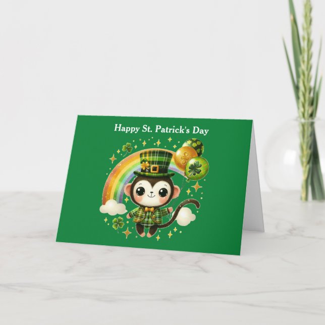 Tarjeta Festiva Mono del día de San Patricio feliz (Anverso)