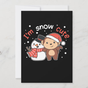 Tarjeta Festiva Mono Que Te Amo Nieve Mucho Pun De Snowman
