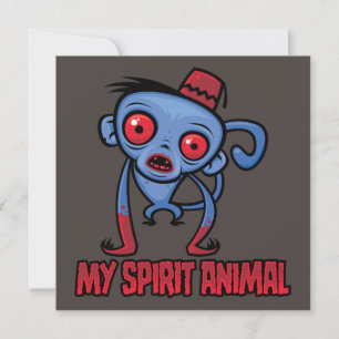 Tarjeta Festiva Mono Zombie Es Mi Animal Espiritual