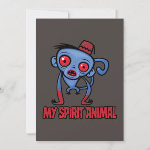 Tarjeta Festiva Mono Zombie Es Mi Animal Espiritual