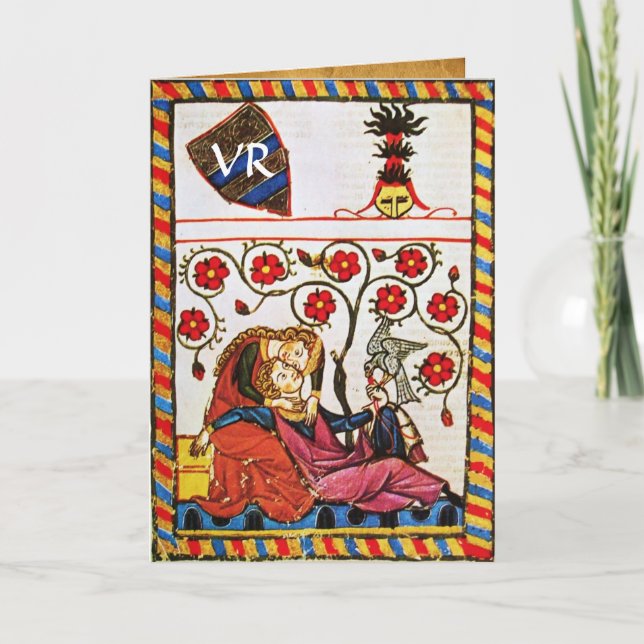 TARJETA FESTIVA MONOGRAM DE PARCHMENT EL DÍA DE SAN VALENTÍN DE AM (Anverso)