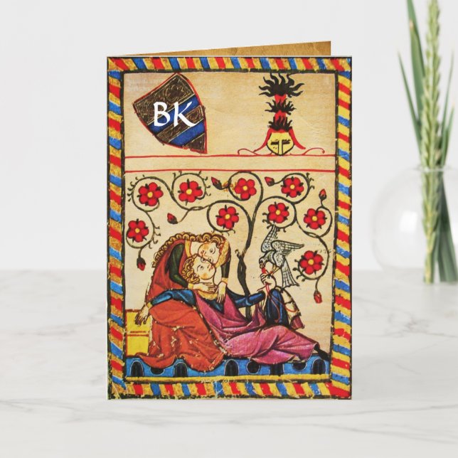 TARJETA FESTIVA MONOGRAM DE PARCHMENT EL DÍA DE SAN VALENTÍN DE AM (Anverso)