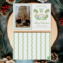 Tarjeta Festiva Monograma de acuarela Escudo de natividad inicial