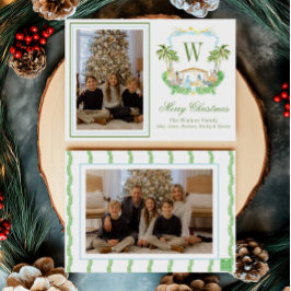 Tarjeta Festiva Monograma de acuarela Escudo de natividad inicial