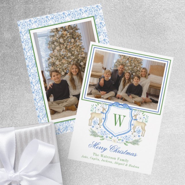 Tarjeta Festiva Monograma de acuarela Escudo de renos inicial foto (Subido por el creador)