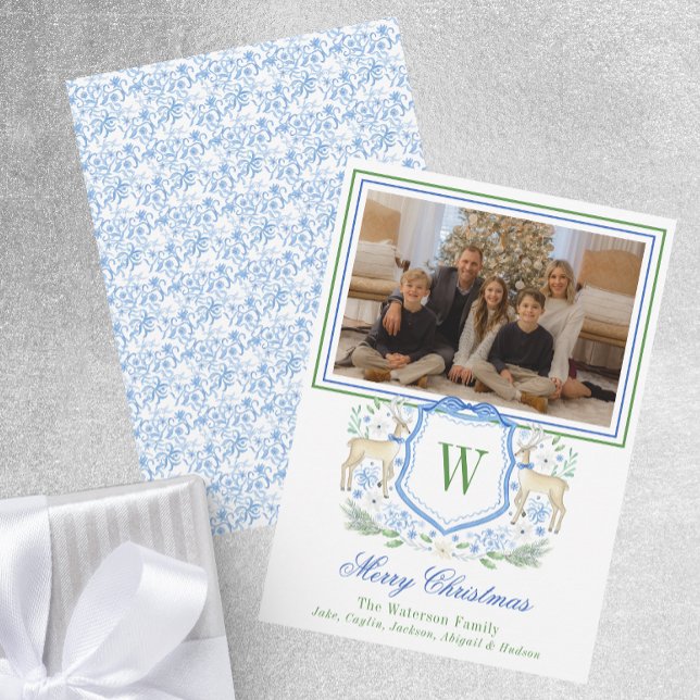 Tarjeta Festiva Monograma de acuarela Escudo de renos inicial foto (Subido por el creador)