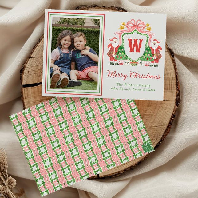 Tarjeta Festiva Monograma de acuarela Escudo inicial (Subido por el creador)