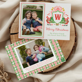 Tarjeta Festiva Monograma de acuarela Escudo inicial