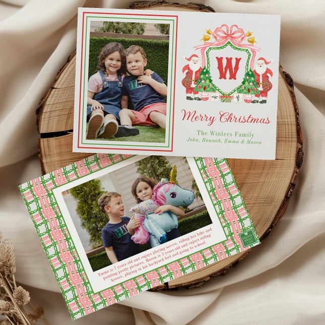 Tarjeta Festiva Monograma de acuarela Escudo inicial (Subido por el creador)