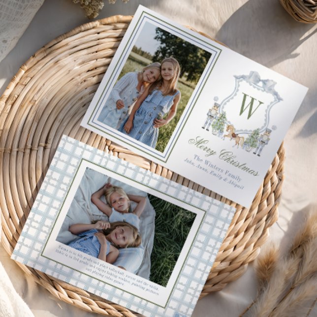 Tarjeta Festiva Monograma de acuarela Escudo inicial de nucracker (Subido por el creador)