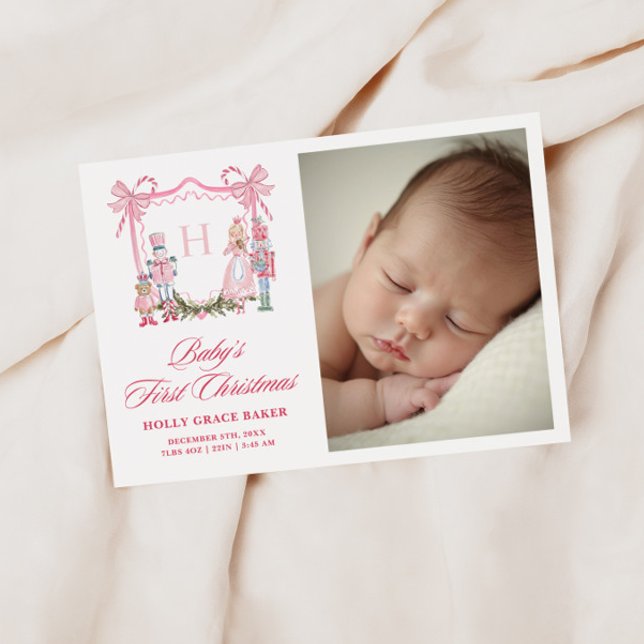 Tarjeta Festiva Monograma de cascanueces lindo para bebé (Subido por el creador)