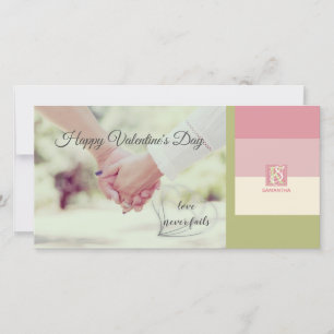 Tarjeta Festiva Monograma de fotografía de paleta romántica verde