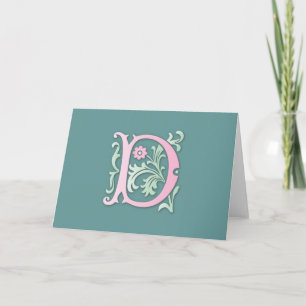 Tarjeta Festiva Monograma de la flor de lis D
