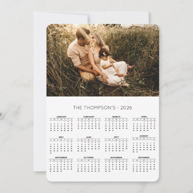 Tarjeta Festiva Monograma de la foto familiar 2026 Calendario 12 m (Anverso)