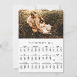 Tarjeta Festiva Monograma de la foto familiar 2026 Calendario 12 m
