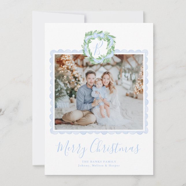 Tarjeta Festiva Monograma de Wreath del abuelo de la adormidera (Anverso)