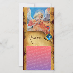 Tarjeta Festiva Monograma de zafiro ANGEL PARCHMENT navidades