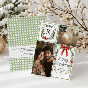Tarjeta Festiva Monograma del núcleo de la casa de campo Feliz Nav