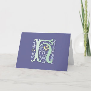 Tarjeta Festiva Monograma Fleur-de-lis H