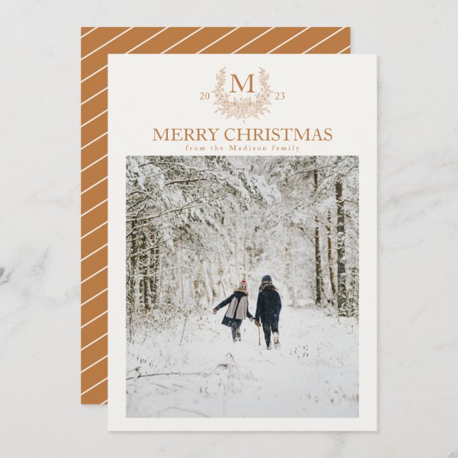 Tarjeta Festiva Monograma ruso Cobre personalizado inicial (Anverso / Reverso)