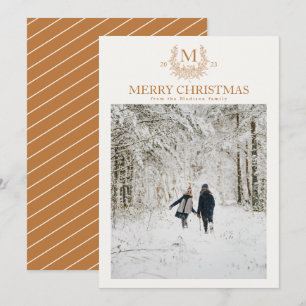 Tarjeta Festiva Monograma ruso Cobre personalizado inicial