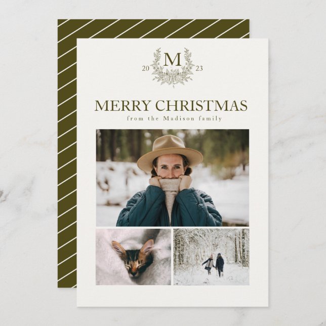 Tarjeta Festiva Monograma ruso Mustard Brow personalizado inicial (Anverso / Reverso)